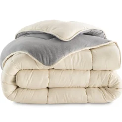 Couette 200x200 CM ZOE polaire biface gris et crème 400 gr>IDMarket Outlet