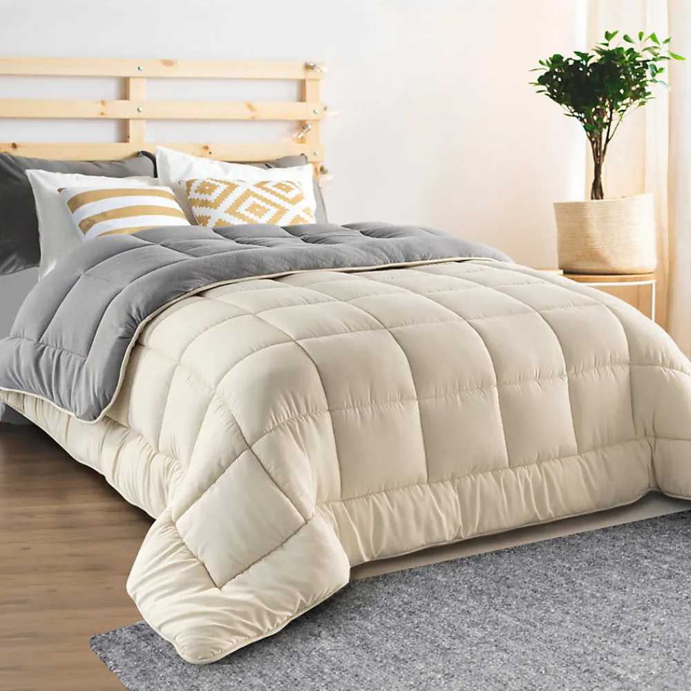 Couette 220x240 CM ZOE polaire biface gris et crème 400 gr>IDMarket Hot