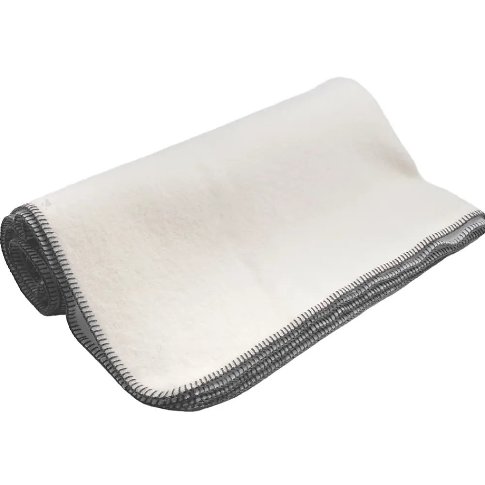 Linnea Couverture 100% laine grattée 2 faces 240x260 cm ASPEN blanc fil gris* Couverture