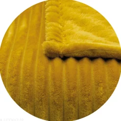 Couverture 100% polyester 180x240 cm microvelours DOLCE jaune miel><noscript><img width=