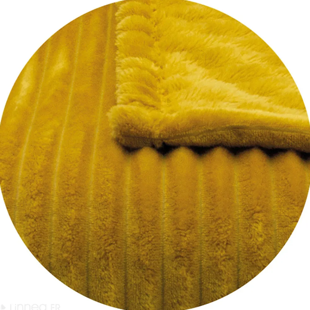 Couverture 100% polyester 180x240 cm microvelours DOLCE jaune miel>Linnea Sale