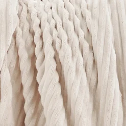 Couverture 100% polyester 240x260 cm microvelours DOLCE beige ivoire><noscript><img width=