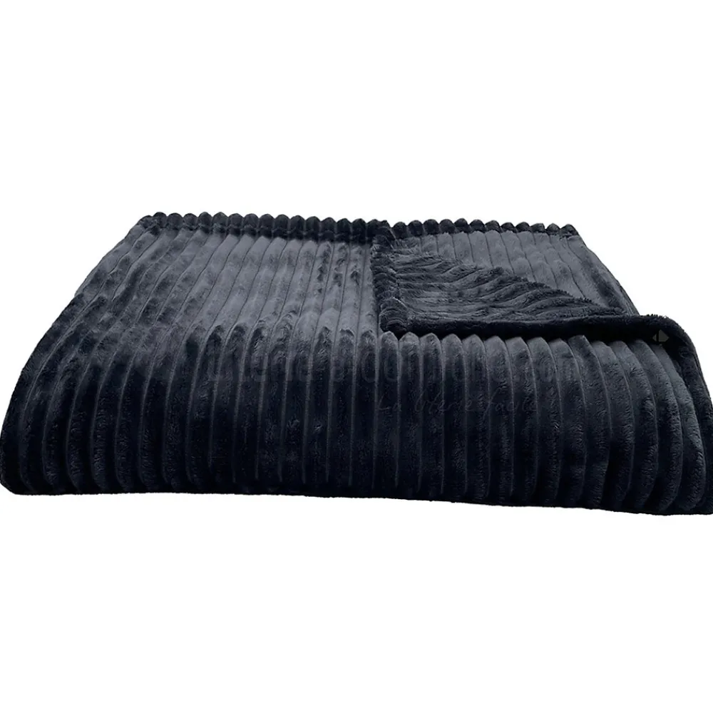 Couverture 100% polyester 180x240 cm microvelours DOLCE gris acier>Linnea Discount