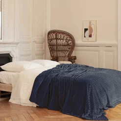 Couverture 100% polyester 240x260 cm microvelours DOLCE gris acier>Linnea Online