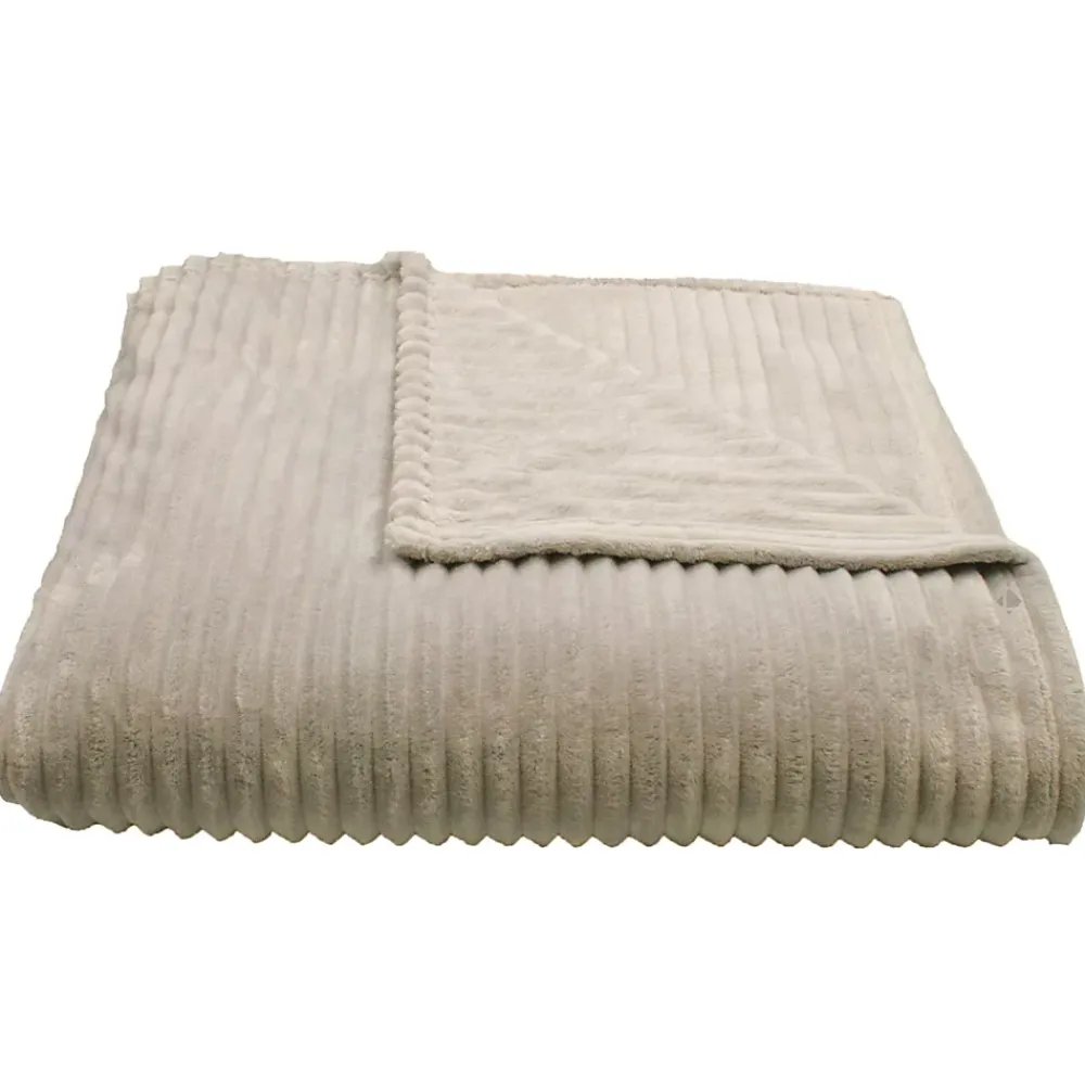 Linnea Couverture 100% polyester 220x240 cm microvelours DOLCE marron sable* Couverture