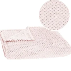 Couverture - - 200 x 220 cm - Polyester - Vieux rose - Motif coquillages>Springos Outlet