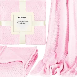Springos Couverture - - Couvre-lit 160x200 cm - Douceur extra soft - Motif zigzag - Rose* Couverture