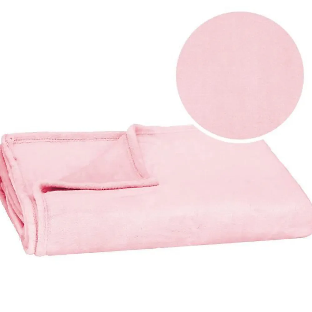 Couverture - - Douillette 150x200 cm - Polyester 100% - Rose - 350 g/m²>Springos Clearance