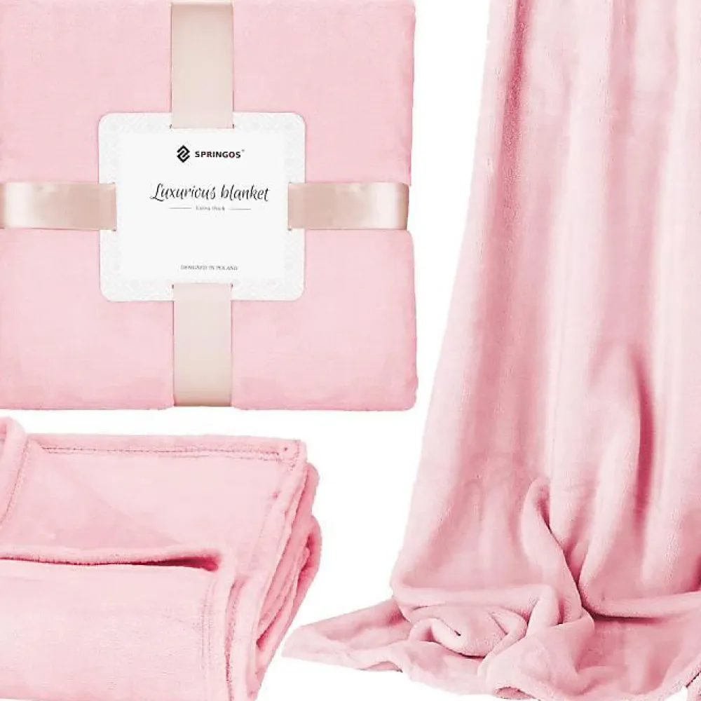 Couverture - - Douillette 150x200 cm - Polyester 100% - Rose - 350 g/m²>Springos Clearance