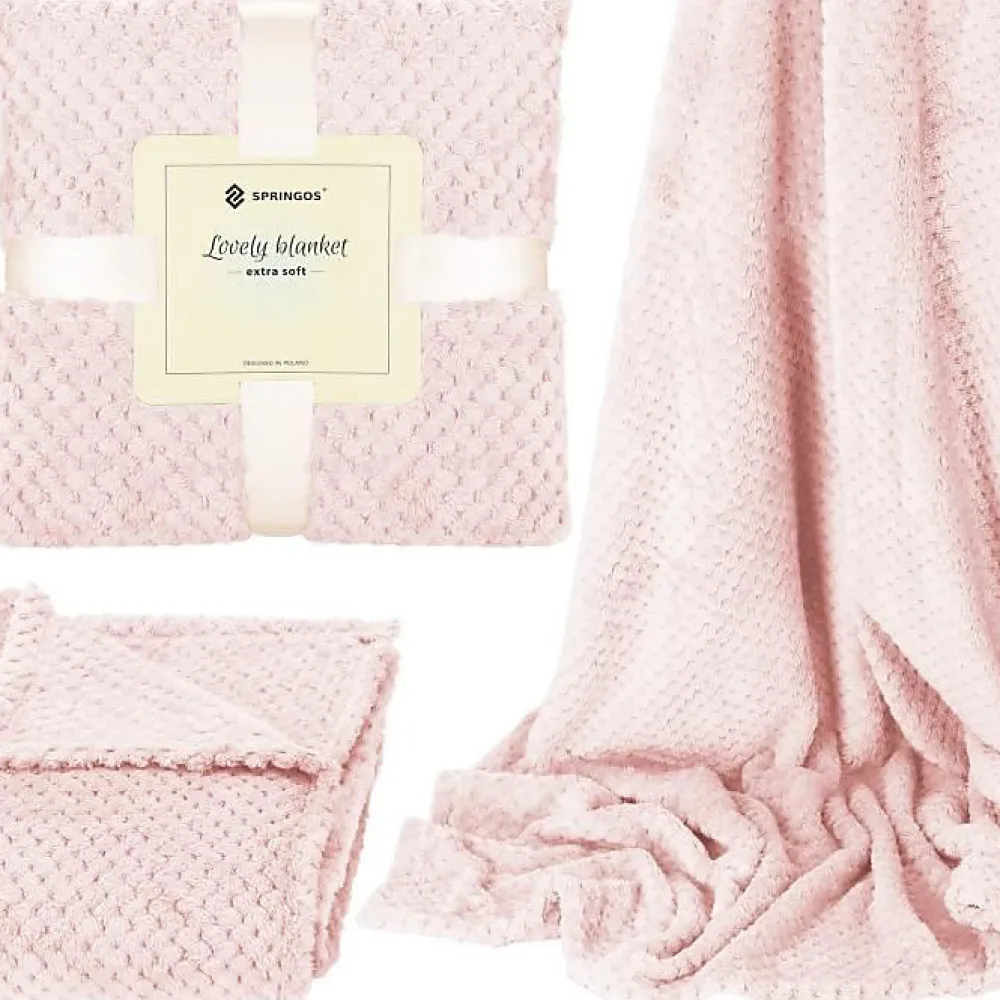 Springos Couverture - - 200x220 cm - Douce - Rose - Polyester avec texture* Couverture