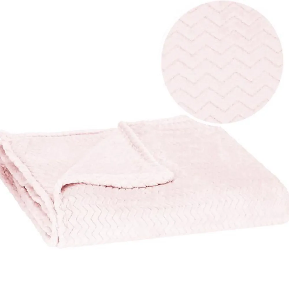 Couverture - - 200x220 cm - Rose pastel - Zigzag - Douceur et chaleur>Springos Hot