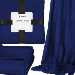 Couverture - - 200x220 cm - Bleu royal - 100% polyester - Douce et chaude><noscript><img width=