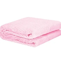 Couverture - - Zigzag - 70 x 160 cm - Polyester - Rose bébé><noscript><img width=