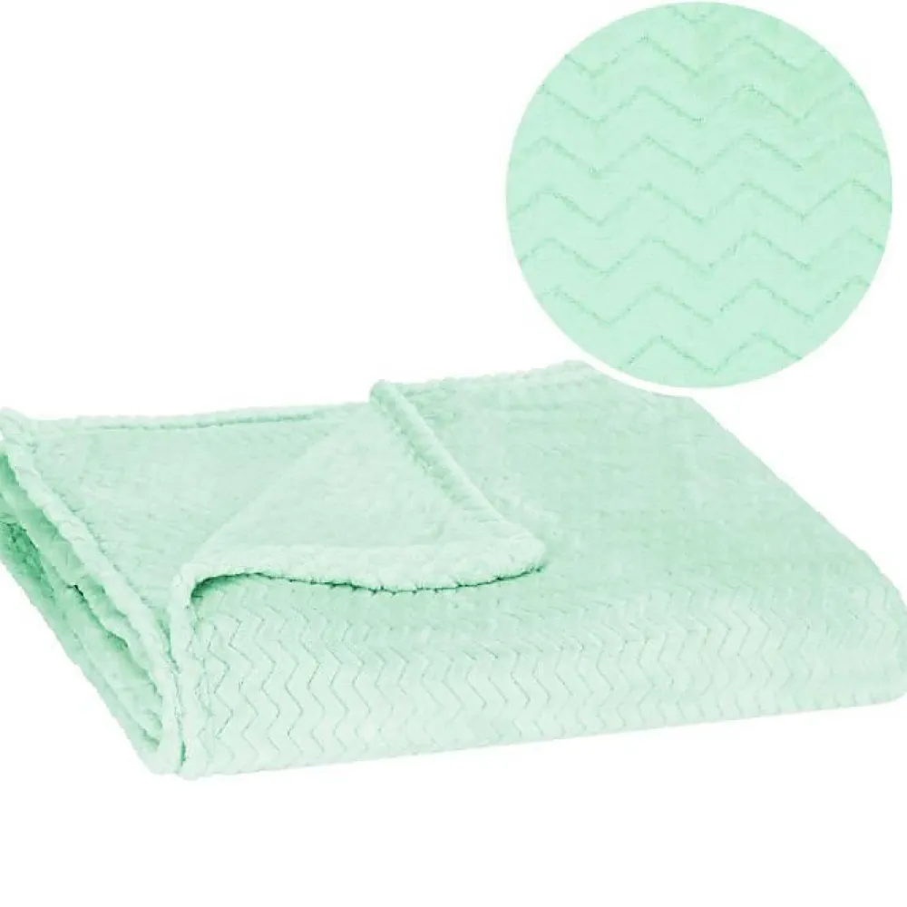 Couverture - - Zigzag - 130 x 180 cm - Polyester - Vert pastel>Springos