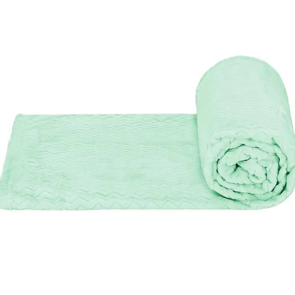 Couverture - - Zigzag - 130 x 180 cm - Polyester - Vert pastel>Springos