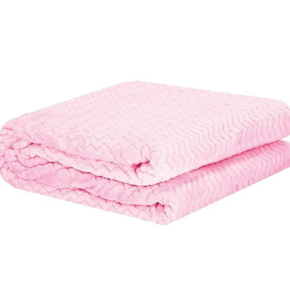 Springos Couverture - - Zigzag - 130 x 180 cm - Polyester - Rose bébé* Couverture