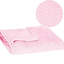 Springos Couverture - - Zigzag - 130 x 180 cm - Polyester - Rose bébé* Couverture
