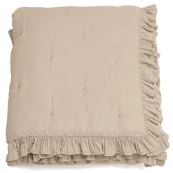 Couverture courtepointe en mousseline de coton 150x150 cm + 5 cm ELZA beige ficelle>Linnea Outlet