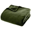 Couverture flanelle 180 x 230 cm kaki polyester>Atmosphera New