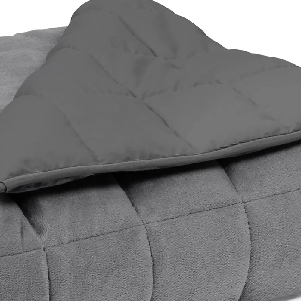 IDMarket Couverture lestée 150x200 CM CELESTE bicolore gris clair et gris 9 kg* Couverture