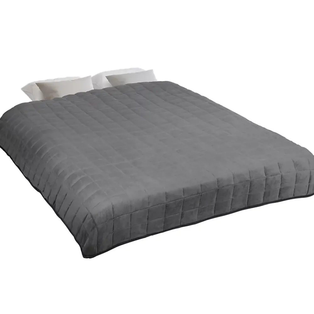 IDMarket Couverture lestée 150x200 CM CELESTE bicolore gris clair et gris 7 kg* Couverture