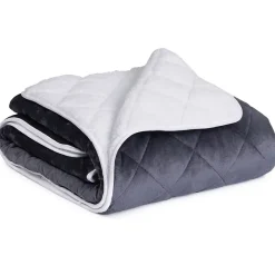 IDMarket Couverture lestée 150x200 CM CELESTE biface polaire gris et blanc 7 kg* Couverture
