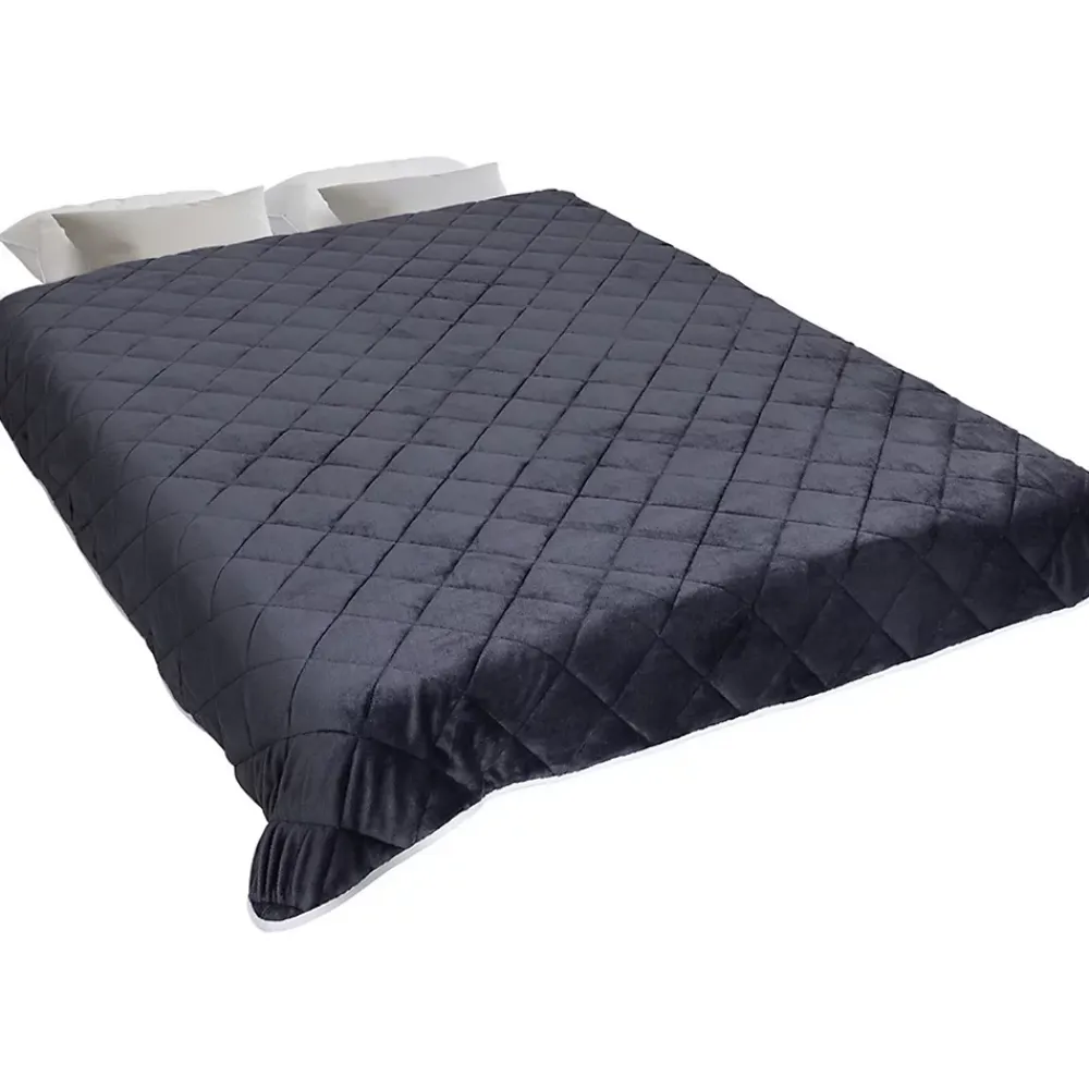 IDMarket Couverture lestée 150x200 CM CELESTE biface polaire gris et blanc 7 kg* Couverture