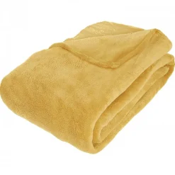 Couverture microfibre 180 x 230 cm jaune><noscript><img width=