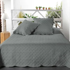 Couverture molletonné surpiquage graphique (230x250 cm - Gris Foncé)>Linder New