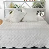 Couverture molletonné surpiquage graphique (150x150 cm - Blanc cassé)>Linder