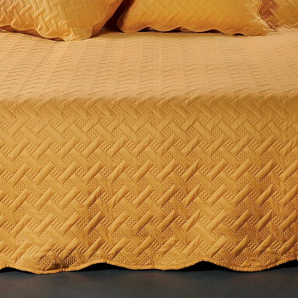 Linder Couverture molletonné surpiquage graphique (150x150 cm - Jaune)* Couverture