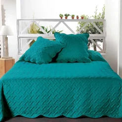Linder Couverture molletonné surpiquage graphique (230x250 cm - Turquoise)* Couverture