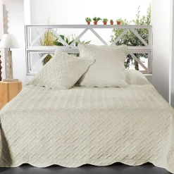 Linder Couverture molletonné surpiquage graphique (230x250 cm - Beige)* Couverture