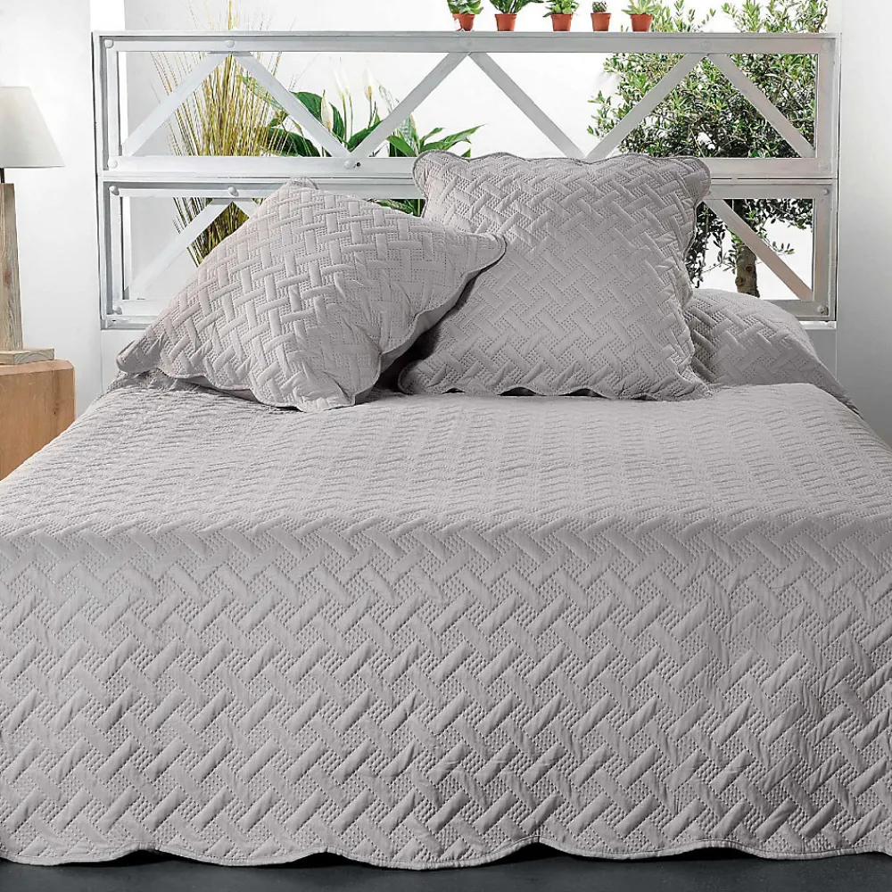 Couverture molletonné surpiquage graphique (150x150 cm - Gris clair)>Linder Discount