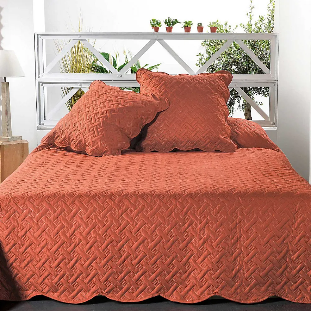 Couverture molletonné surpiquage graphique (150x150 cm - Cuivre)>Linder Hot