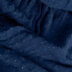 Sacasa Couverture plaid 100% coton bleu marine avec franges 130x170cm BITALD -* Boutis, Couvre-Lit, Édredon