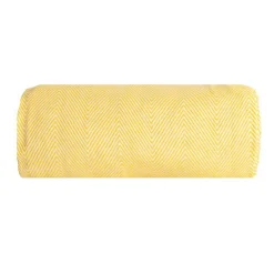 Couverture plaid 100% coton jaune avec franges 180x220cm ZIGORA -><noscript><img width=