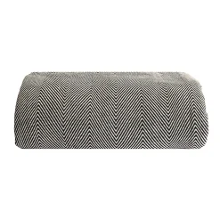 Couverture plaid 100% coton noire avec franges ZIGGY -><noscript><img width=