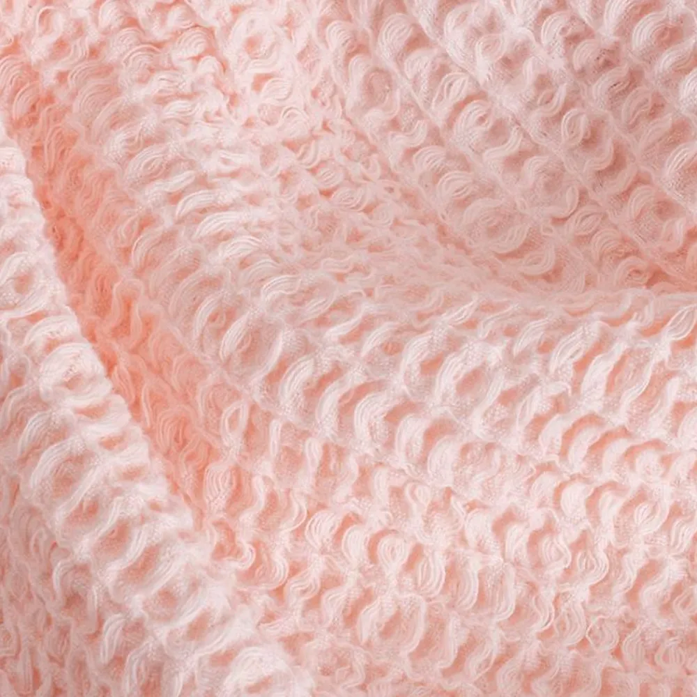 Couverture plaid 100% coton rose pâle avec pompons 130x170cm ARNISKA ->Sacasa