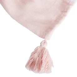 Sacasa Couverture plaid 100% coton rose pâle avec pompons 130x170cm SLAVANN -* Boutis, Couvre-Lit, Édredon