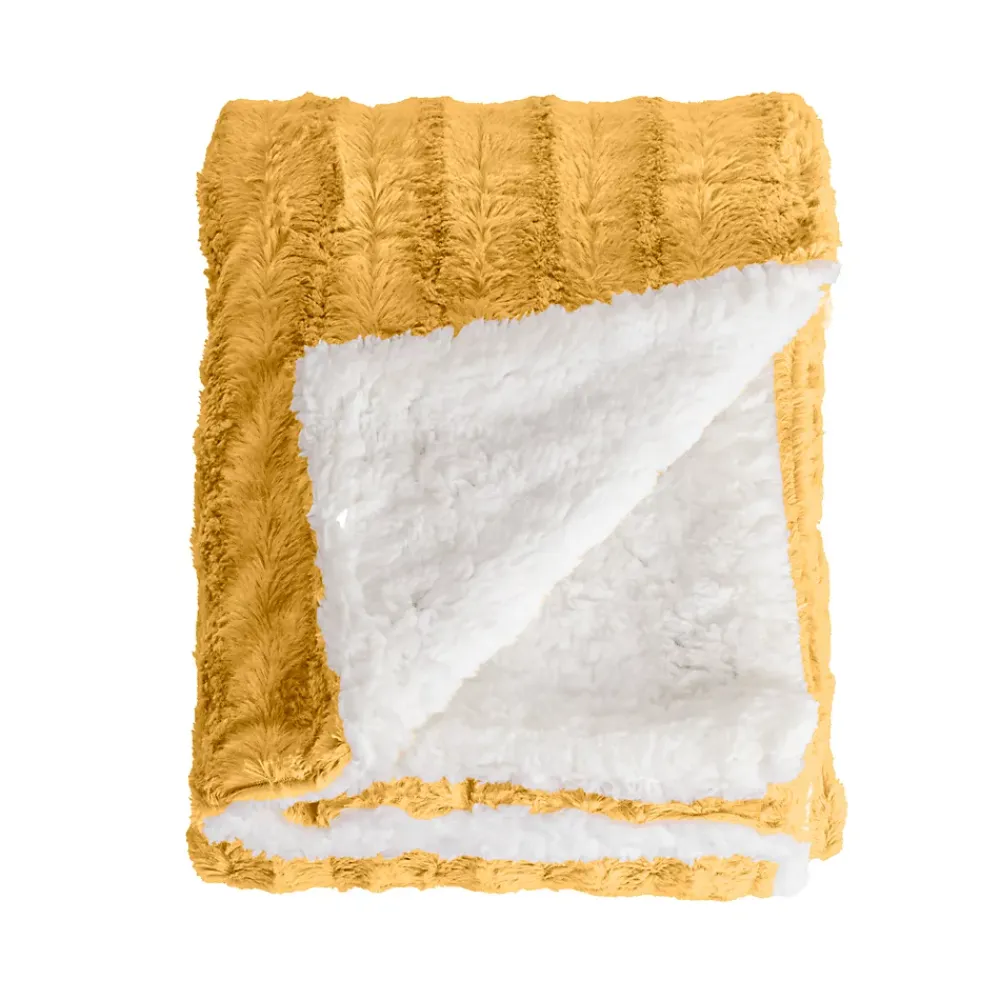 Sacasa Couverture plaid BERGIL en polyester jaune 180x220 cm -* Boutis, Couvre-Lit, Édredon