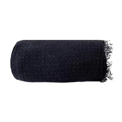 Sacasa Couverture plaid BITALD en coton 100 % - Noir avec franges - 130x170 cm -* Boutis, Couvre-Lit, Édredon