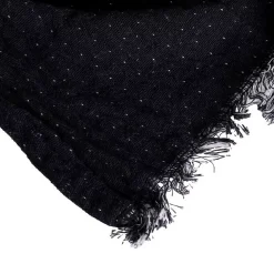 Sacasa Couverture plaid BITALD en coton 100 % - Noir avec franges - 130x170 cm -* Boutis, Couvre-Lit, Édredon