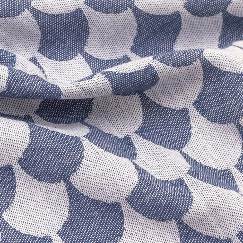 Couverture plaid DROPALL 100% coton bleu marine et blanc 130x170 cm ->Sacasa