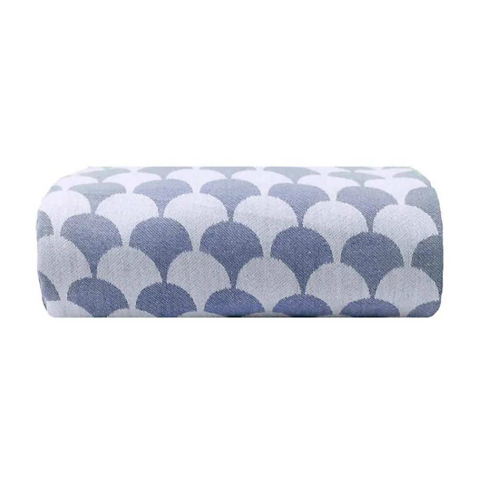 Couverture plaid DROPALL 100% coton bleu marine et blanc 130x170 cm ->Sacasa