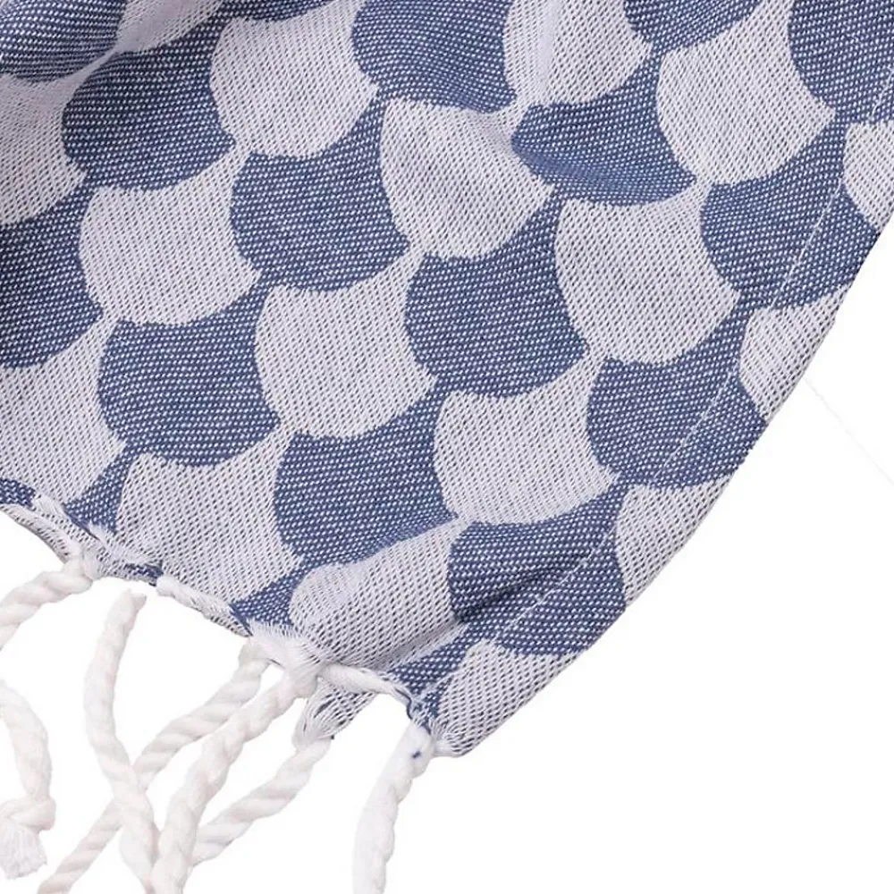 Couverture plaid DROPALL 100% coton bleu marine et blanc 130x170 cm ->Sacasa