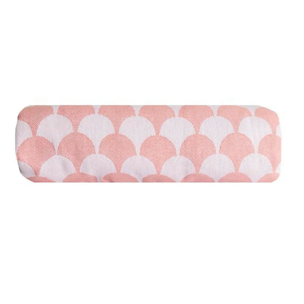 Couverture plaid DROPALL en coton 100% - Rose saumon et blanc avec franges ->Sacasa Sale