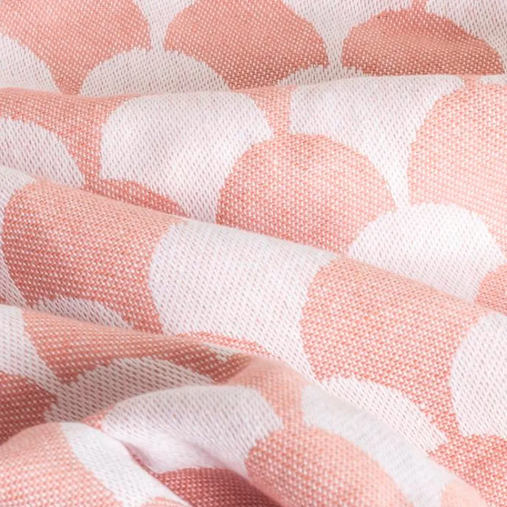 Couverture plaid DROPALL en coton 100% - Rose saumon et blanc avec franges ->Sacasa Sale