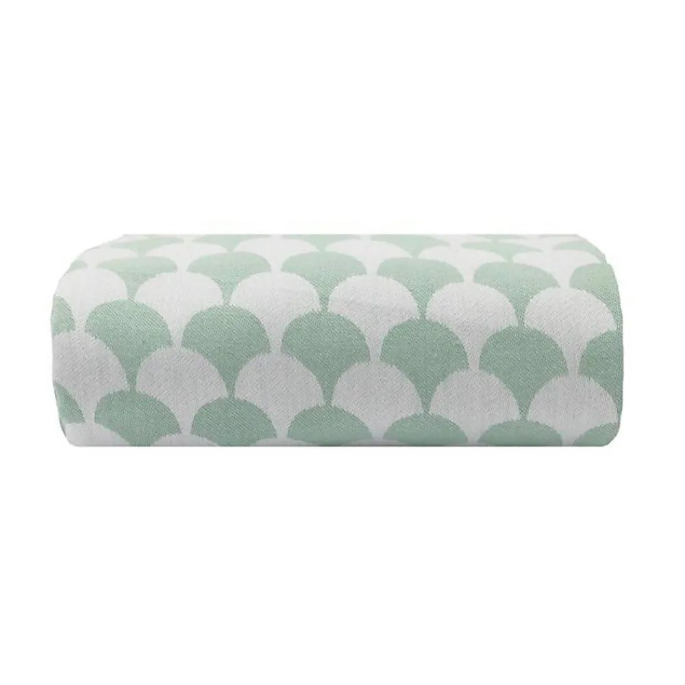 Couverture plaid en coton 100% vert à franges - DROPALL ->Sacasa Outlet