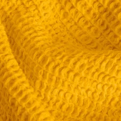 Couverture plaid jaune en coton 100% avec franges - 130x170 cm -><noscript><img width=